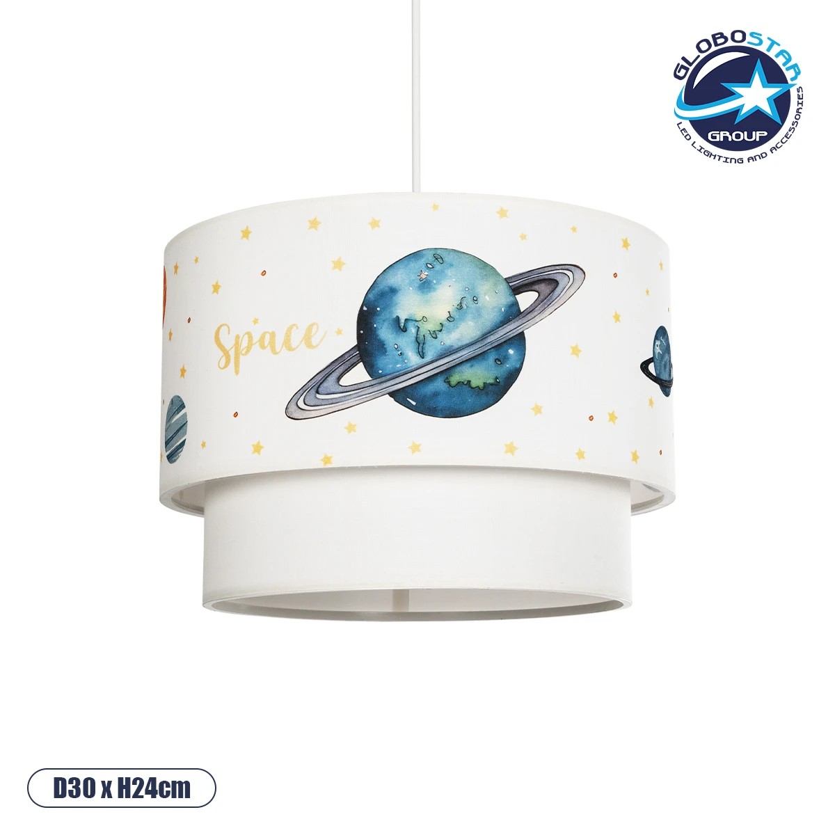 LEDTM® SATURN 204-0012 Παιδικό Κρεμαστό Φωτιστικό Οροφής με Ντουί 1 x E27 AC 220-240V IP20 - Πολύχρωμο - Μ30 x Π30 x Υ24cm