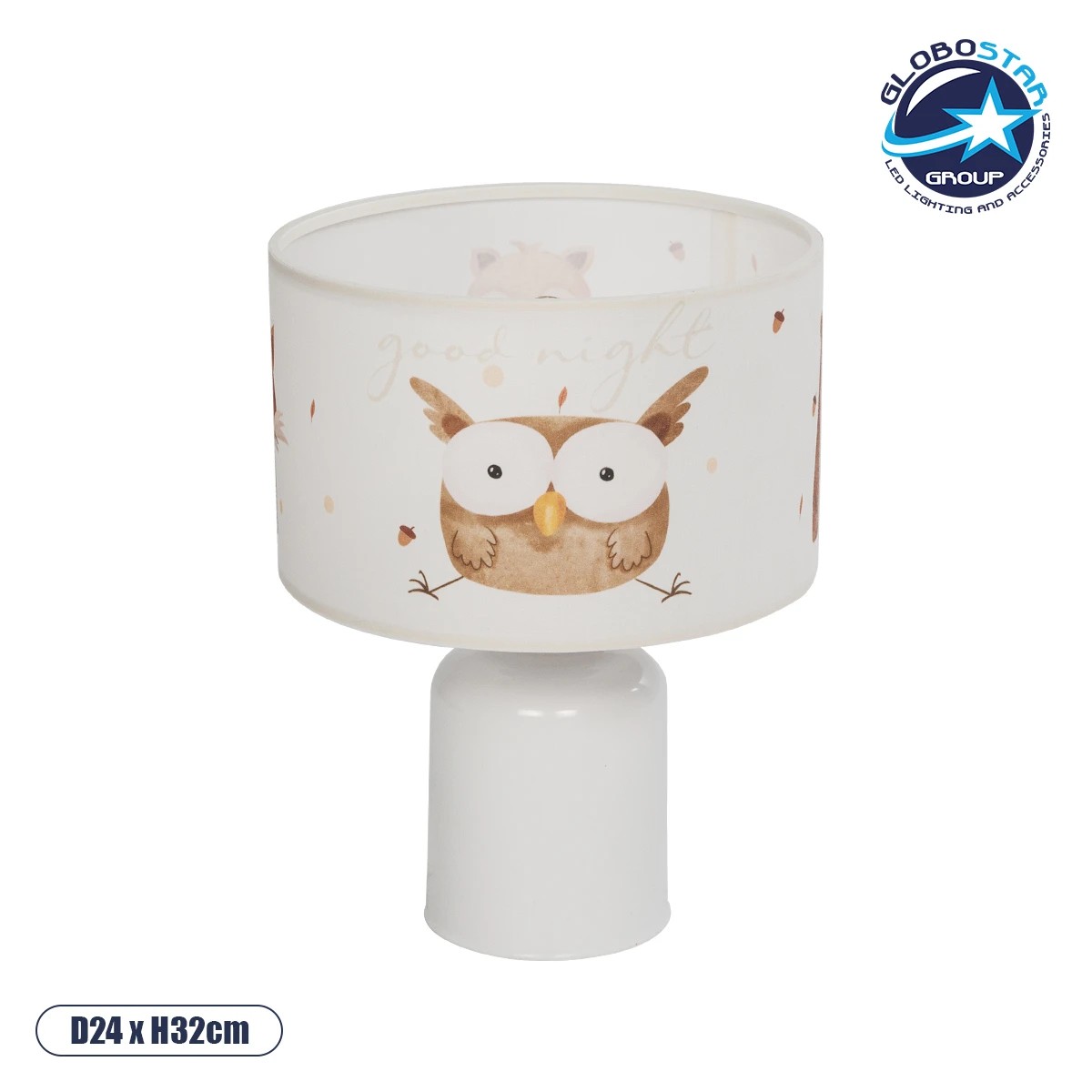 LEDTM® OWL 204-0024 Παιδικό Επιτραπέζιο Φωτιστικό Πορτατίφ με Ντουί 1 x E27 AC 220-240V IP20 - Πολύχρωμο - Μ24 x Π24 x Υ32cm