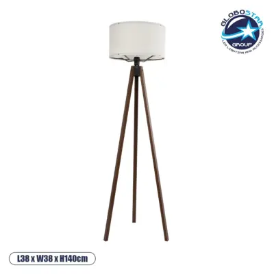 LEDTM® SAGA 204-0031 Μοντέρνο Επιδαπέδιο Φωτιστικό με Ντουί 1 x E27 AC 220-240V IP20 - Καφέ & Μπεζ - Μ38 x Π38 x Υ140cm