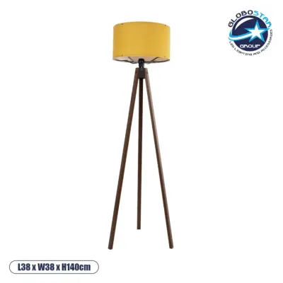 LEDTM® SAGA 204-0033 Μοντέρνο Επιδαπέδιο Φωτιστικό με Ντουί 1 x E27 AC 220-240V IP20 - Καφέ & Κίτρινο - Μ38 x Π38 x Υ140cm
