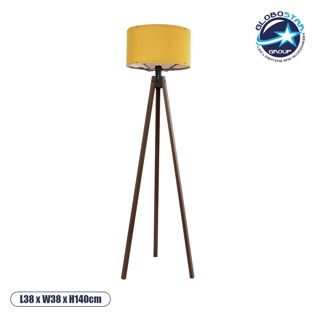 LEDTM® SAGA 204-0033 Μοντέρνο Επιδαπέδιο Φωτιστικό με Ντουί 1 x E27 AC 220-240V IP20 - Καφέ & Κίτρινο - Μ38 x Π38 x Υ140cm