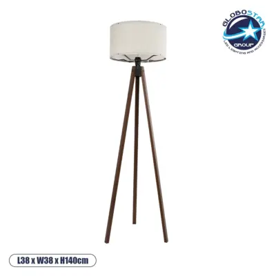 LEDTM® SAGA 204-0035 Μοντέρνο Επιδαπέδιο Φωτιστικό με Ντουί 1 x E27 AC 220-240V IP20 - Καφέ & Λευκό - Μ38 x Π38 x Υ140cm