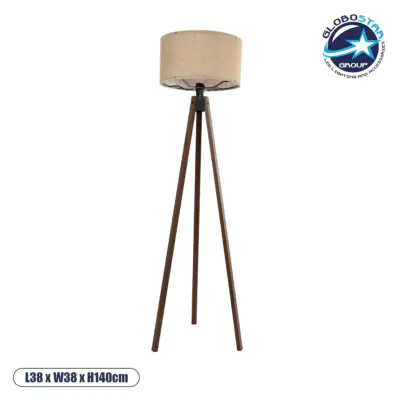 LEDTM® SAGA 204-0037 Μοντέρνο Επιδαπέδιο Φωτιστικό με Ντουί 1 x E27 AC 220-240V IP20 - Καφέ & Mπεζ - Μ38 x Π38 x Υ140cm