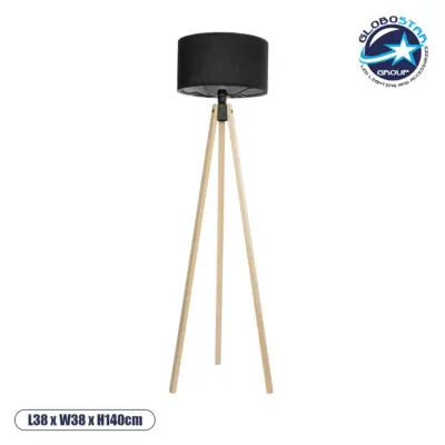 LEDTM® SAGA 204-0041 Μοντέρνο Επιδαπέδιο Φωτιστικό με Ντουί 1 x E27 AC 220-240V IP20 - Μπεζ & Μαύρο - Μ38 x Π38 x Υ140cm