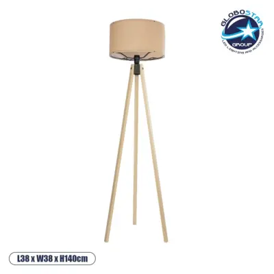 LEDTM® SAGA 204-0043 Μοντέρνο Επιδαπέδιο Φωτιστικό με Ντουί 1 x E27 AC 220-240V IP20 - Μπεζ - Μ38 x Π38 x Υ140cm