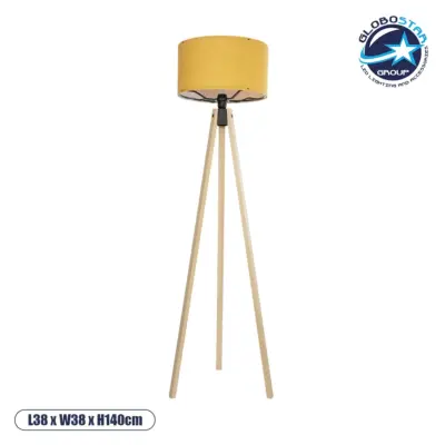 LEDTM® SAGA 204-0045 Μοντέρνο Επιδαπέδιο Φωτιστικό με Ντουί 1 x E27 AC 220-240V IP20 - Μπεζ & Κίτρινο - Μ38 x Π38 x Υ140cm