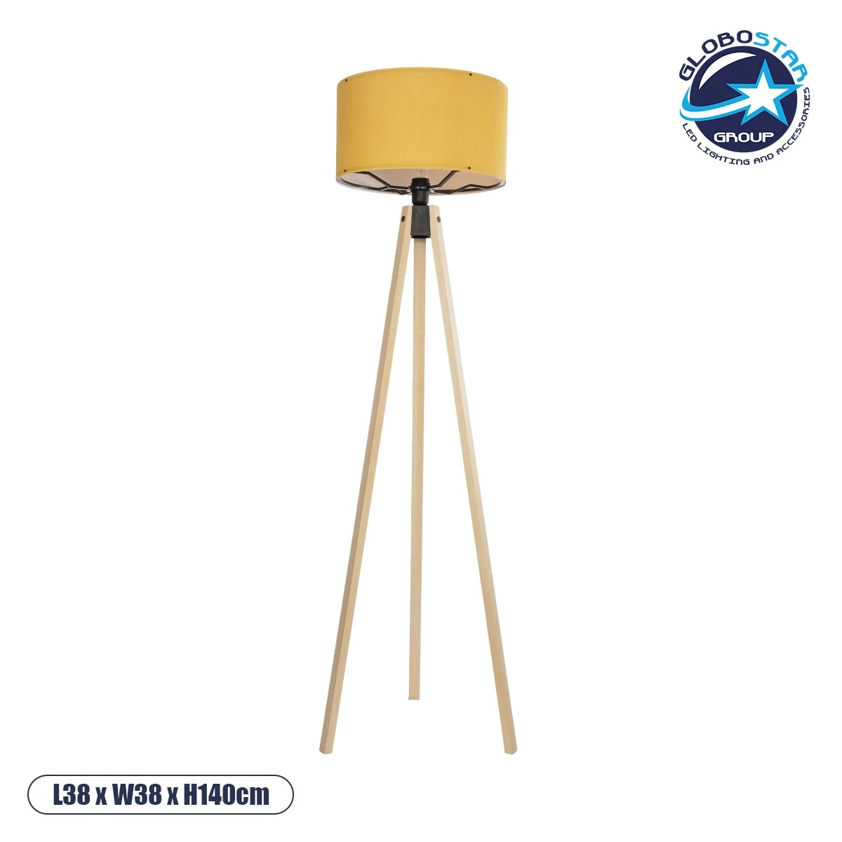 LEDTM® SAGA 204-0045 Μοντέρνο Επιδαπέδιο Φωτιστικό με Ντουί 1 x E27 AC 220-240V IP20 - Μπεζ & Κίτρινο - Μ38 x Π38 x Υ140cm