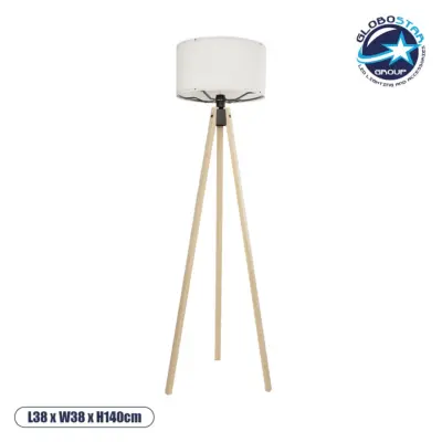 LEDTM® SAGA 204-0046 Μοντέρνο Επιδαπέδιο Φωτιστικό με Ντουί 1 x E27 AC 220-240V IP20 - Μπεζ & Λευκό - Μ38 x Π38 x Υ140cm