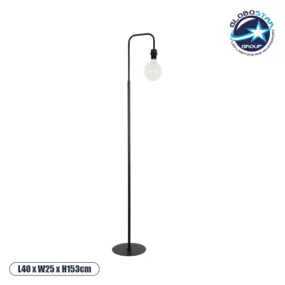 LEDTM® SNAKE 204-0053 Μοντέρνο Επιδαπέδιο Φωτιστικό με Ντουί 1 x E27 AC 220-240V IP20 - Μαύρο - Μ40 x Π25 x Υ153cm