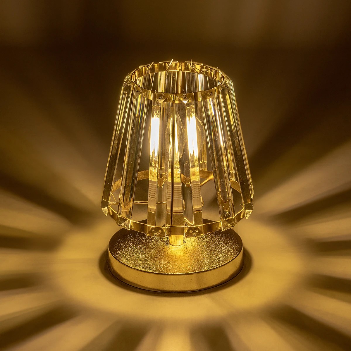 LEDTM® GLASSY 204-0064 Μοντέρνο Επιτραπέζιο Φωτιστικό Πορτατίφ με Ντουί 1 x E27 AC 220-240V IP20 - Χρυσό & Διάφανο - Μ18 x Π180 x Υ22cm - Image 3