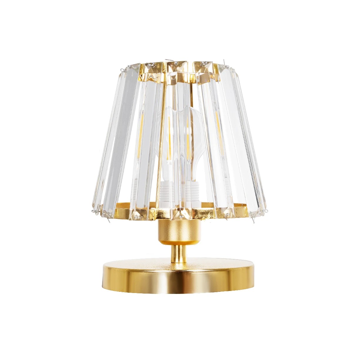 LEDTM® GLASSY 204-0064 Μοντέρνο Επιτραπέζιο Φωτιστικό Πορτατίφ με Ντουί 1 x E27 AC 220-240V IP20 - Χρυσό & Διάφανο - Μ18 x Π180 x Υ22cm - Image 4