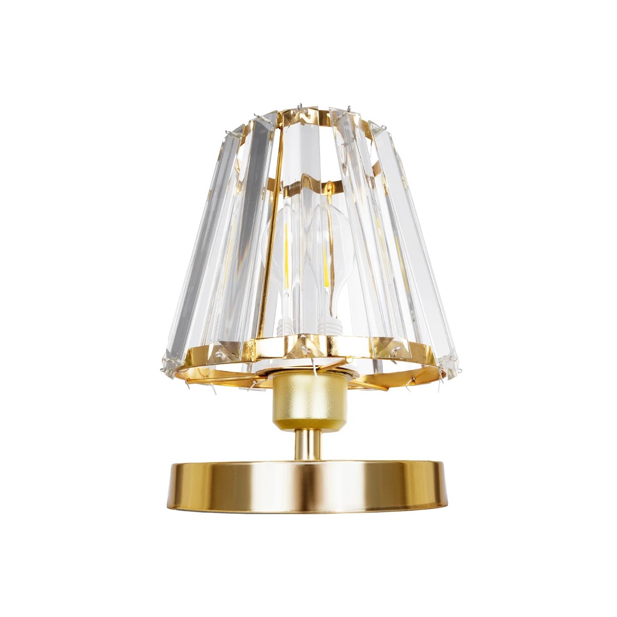 LEDTM® GLASSY 204-0064 Μοντέρνο Επιτραπέζιο Φωτιστικό Πορτατίφ με Ντουί 1 x E27 AC 220-240V IP20 - Χρυσό & Διάφανο - Μ18 x Π180 x Υ22cm - Image 5