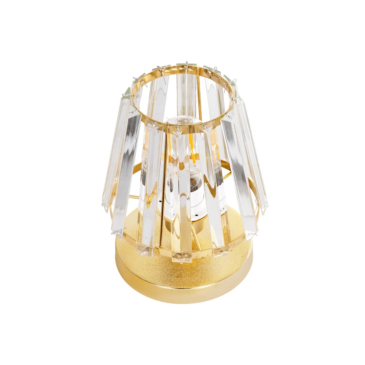 LEDTM® GLASSY 204-0064 Μοντέρνο Επιτραπέζιο Φωτιστικό Πορτατίφ με Ντουί 1 x E27 AC 220-240V IP20 - Χρυσό & Διάφανο - Μ18 x Π180 x Υ22cm - Image 6