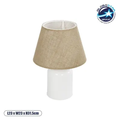 LEDTM® CIA 204-0082 Μοντέρνο Επιτραπέζιο Φωτιστικό Πορτατίφ με Ντουί 1 x E27 AC 220-240V IP20 - Λευκό & Μπεζ - Μ23 x Π23 x Υ31,5cm