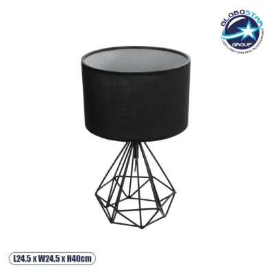 LEDTM® DIAMOND 204-0083 Μοντέρνο Επιτραπέζιο Φωτιστικό Πορτατίφ με Ντουί 1 x E27 AC 220-240V IP20 - Μαύρο - Μ24,5 x Π24,5 x Υ40cm