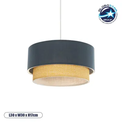 LEDTM® BIGGIE 204-0094 Μοντέρνο Κρεμαστό Φωτιστικό Οροφής με Ντουί 1 x E27 AC 220-240V IP20 - Μπλε & Μπεζ - Μ30 x Π30 x Υ17cm