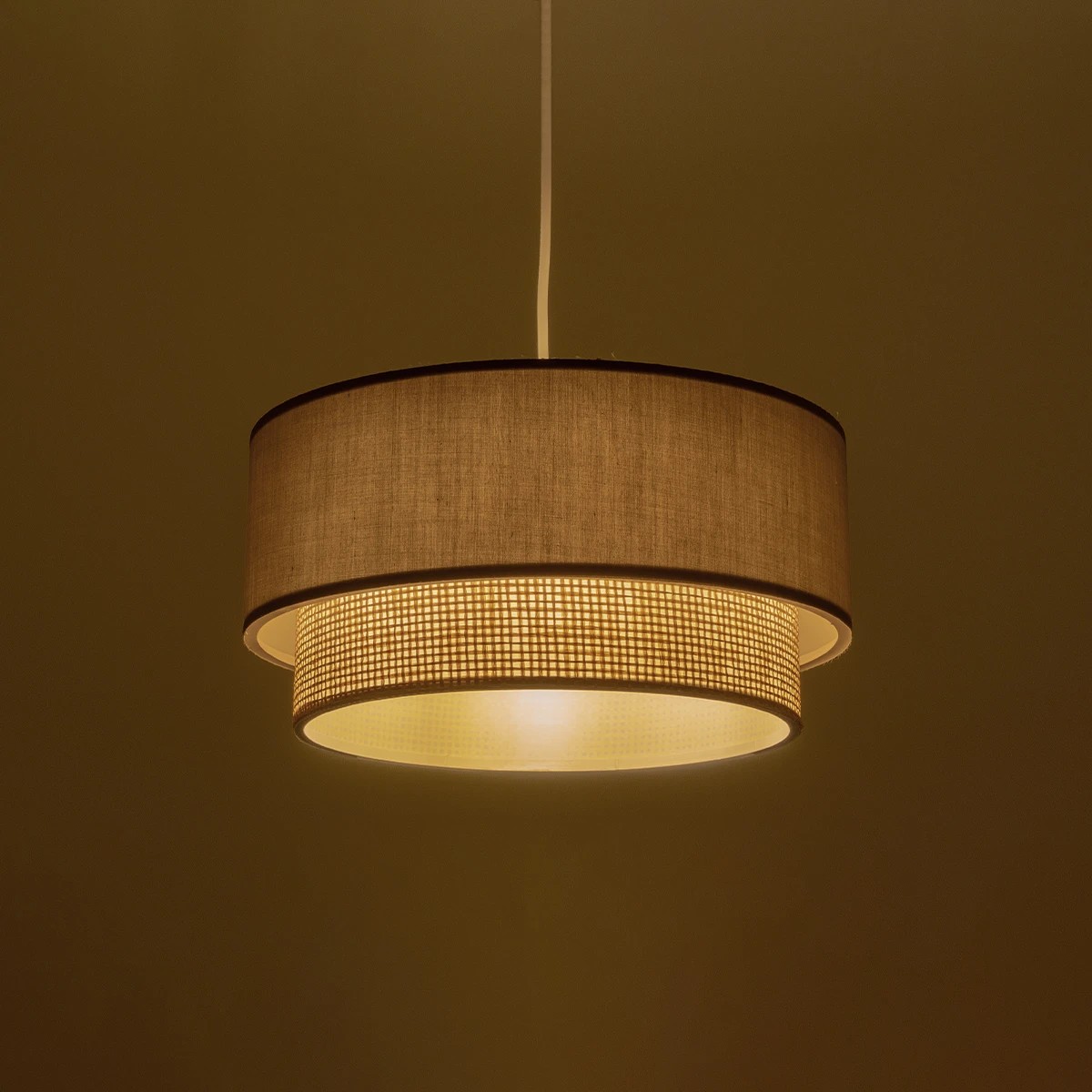 LEDTM® BIGGIE 204-0097 Μοντέρνο Κρεμαστό Φωτιστικό Οροφής με Ντουί 1 x E27 AC 220-240V IP20 - Λαδί & Μπεζ - Μ30 x Π30 x Υ17cm - Image 3