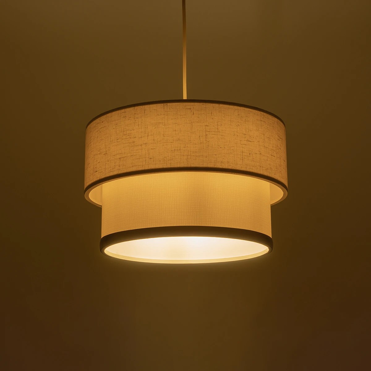 LEDTM® FOCUS 204-0100 Μοντέρνο Κρεμαστό Φωτιστικό Οροφής με Ντουί 1 x E27 AC 220-240V IP20 - Λευκό & Μπεζ - Μ30 x Π30 x Υ21cm - Image 3