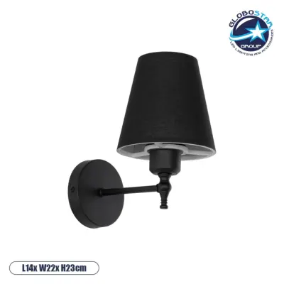 LEDTM® PAM 204-0113 Μοντέρνο Φωτιστικό Τοίχου - Απλίκα με Ντουί 1 x E27 AC 220-240V IP20 - Μαύρο - Μ23 x Π23 x Υ17cm