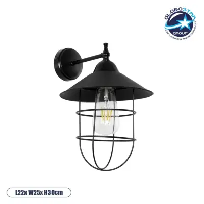 LEDTM® CAT 204-0116 Μοντέρνο Φωτιστικό Τοίχου - Απλίκα με Ντουί 1 x E27 AC 220-240V IP20 - Μαύρο - Μ22 x Π25 x Υ30cm
