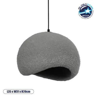 LEDTM® STONE 204-0122 Μοντέρνο Κρεμαστό Φωτιστικό Οροφής με Ντουί 1 x E27 AC 220-240V IP20 - Γκρι - Μ35 x Π31 x Υ26cm