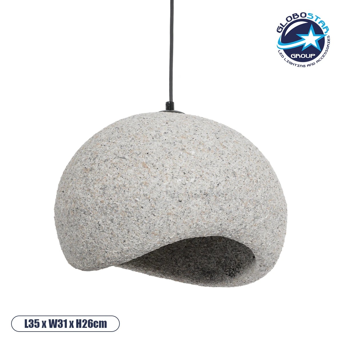 LEDTM® STONE 204-0123 Μοντέρνο Κρεμαστό Φωτιστικό Οροφής με Ντουί 1 x E27 AC 220-240V IP20 - Γκρι- Μ35 x Π31 x Υ26cm