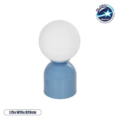 LEDTM® MAGIC 204-0133 Μοντέρνο Επιτραπέζιο Φωτιστικό Πορτατίφ με Ντουί 1 x E14 AC 220-240V IP20 - Μπλε & Λευκό - Μ15 x Π15 x Υ28cm