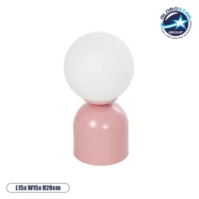 LEDTM® MAGIC 204-0134 Μοντέρνο Επιτραπέζιο Φωτιστικό Πορτατίφ με Ντουί 1 x E14 AC 220-240V IP20 - Ροζ & Λευκό - Μ15 x Π15 x Υ28cm