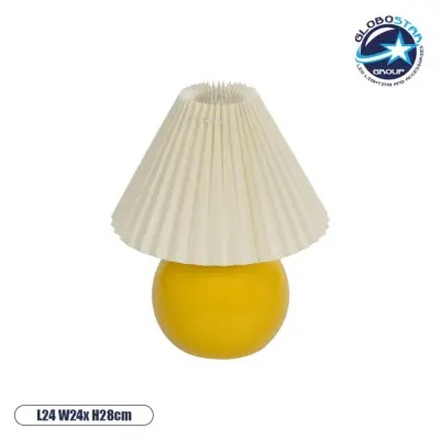 LEDTM® LISBON 204-0155 Μοντέρνο Επιτραπέζιο Φωτιστικό Πορτατίφ με Ντουί 1 x E27 AC 220-240V IP20 - Κίτρινο & Μπεζ - Μ24 x Π24 x Υ28cm