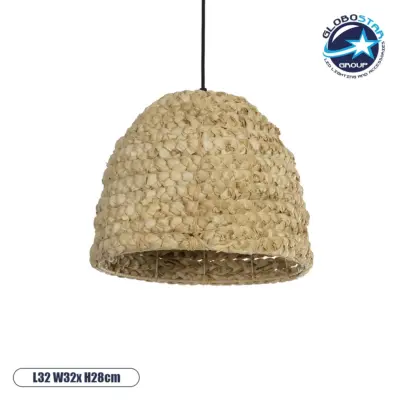 LEDTM® MEKA 204-0163 Boho Κρεμαστό Φωτιστικό Οροφής με Ντουί 1 x E27 AC 220-240V IP20 - Μπεζ - Μ30 x Π30 x Υ25cm