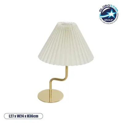 LEDTM® LIVL 204-0169 Μοντέρνο Επιτραπέζιο Φωτιστικό Πορτατίφ με Ντουί 1 x E27 AC 220-240V IP20 - Χρυσό & Μπεζ - Μ22 x Π22 x Υ34cm