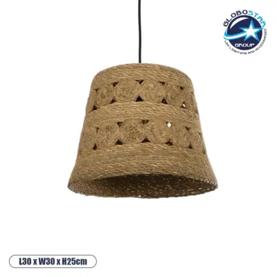 LEDTM® PANIER 204-0171 Boho Κρεμαστό Φωτιστικό Οροφής με Ντουί 1 x E27 AC 220-240V IP20 - Μπεζ - Μ32 x Π32 x Υ30cm