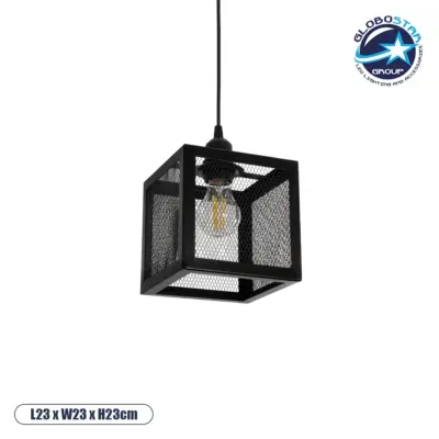 LEDTM® JAULA 204-0181 Μοντέρνο Κρεμαστό Φωτιστικό Οροφής Μονόφωτο 1 x E27 AC 220-240V IP20 Μαύρο - Μ16 x Π16 x Υ16cm