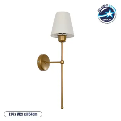 LEDTM® LING 204-0189 Μοντέρνο Φωτιστικό Τοίχου - Απλίκα με Ντουί 1 x E27 AC 220-240V IP20 - Χρυσό & Μπεζ - Μ14 x Π21 x Υ54cm