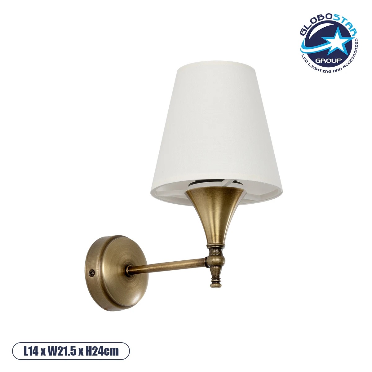 LEDTM® SUSE 204-0191 Μοντέρνο Φωτιστικό Τοίχου - Απλίκα με Ντουί 1 x E27 AC 220-240V IP20 - Μπρούτζινο & Μπεζ - Μ14 x Π21.5 x Υ24cm
