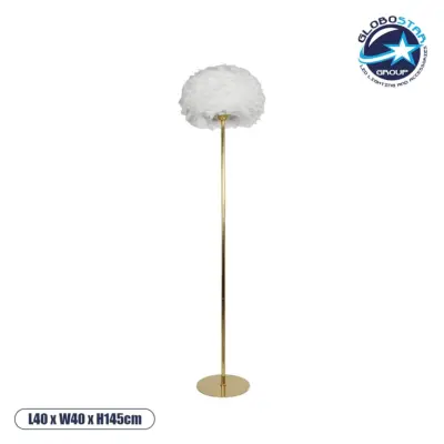 LEDTM® ALES 204-0192 Μοντέρνο Επιδαπέδιο Φωτιστικό με Ντουί 1 x E27 AC 220-240V IP20 - Μπεζ & Χρυσό - Μ40 x Π40 x Υ150cm
