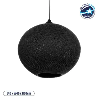 LEDTM® SOLEI 205-0004 Boho Κρεμαστό Φωτιστικό Οροφής με Ντουί 1 x E27 AC 220-240V IP20 - Μαύρο - M40 x Π40 x Υ36cm