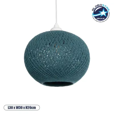 LEDTM® SOLEI 205-0011 Boho Κρεμαστό Φωτιστικό Οροφής με Ντουί 1 x E27 AC 220-240V IP20 - Τιρκουάζ - M30 x Π30 x Υ26cm