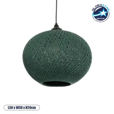 LEDTM® SOLEI 205-0014 Boho Κρεμαστό Φωτιστικό Οροφής με Ντουί 1 x E27 AC 220-240V IP20 - Πράσινο - M30 x Π30 x Υ26cm