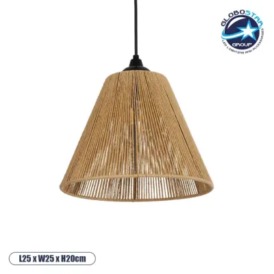 LEDTM® HUTT 205-0017 Boho Κρεμαστό Φωτιστικό Οροφής με Ντουί 1 x E27 AC 220-240V IP20 - Μπεζ - M25 x Π25 x Υ20cm