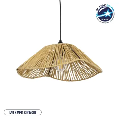 LEDTM® CHAPEAU 205-0028 Boho Κρεμαστό Φωτιστικό Οροφής με Ντουί 1 x E27 AC 220-240V IP20 - Μπεζ - M41 x Π41 x Υ17cm