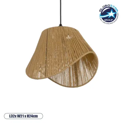 LEDTM® ELDA 205-0032 Boho Κρεμαστό Φωτιστικό Οροφής με Ντουί 1 x E27 AC 220-240V IP20 - Μπεζ - M32 x Π21 x Υ24cm