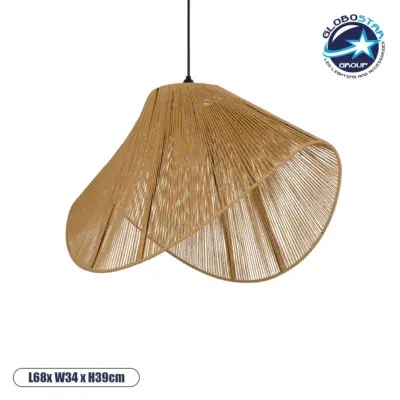 LEDTM® ELDA 205-0033 Boho Κρεμαστό Φωτιστικό Οροφής με Ντουί 1 x E27 AC 220-240V IP20 - Μπεζ - M68 x Π34 x Υ39cm