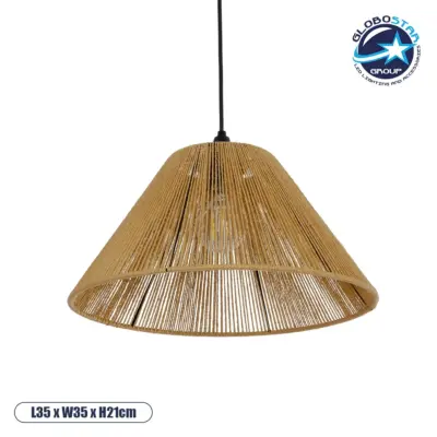 LEDTM® HATA  205-0036 Boho Κρεμαστό Φωτιστικό Οροφής με Ντουί 1 x E27 AC 220-240V IP20 - Μπεζ - M35 x Π35 x Υ21cm