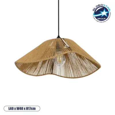 LEDTM® COURBE 205-0038 Boho Κρεμαστό Φωτιστικό Οροφής με Ντουί 1 x E27 AC 220-240V IP20 - Μπεζ - M40 x Π40 x Υ17cm
