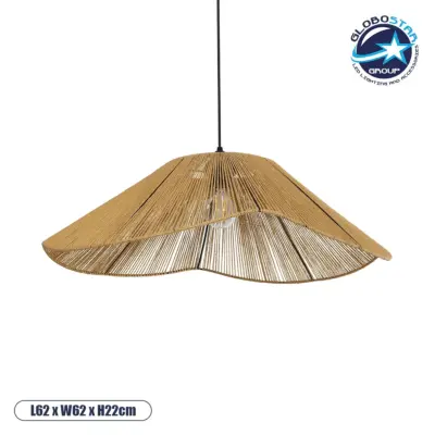 LEDTM® COURBE 205-0039 Boho Κρεμαστό Φωτιστικό Οροφής με Ντουί 1 x E27 AC 220-240V IP20 - Μπεζ - M62 x Π62 x Υ22cm