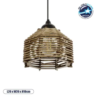 LEDTM® JUTTO 205-0040 Boho Κρεμαστό Φωτιστικό Οροφής με Ντουί 1 x E27 AC 220-240V IP20 - Μπεζ - M20 x Π20 x Υ18cm