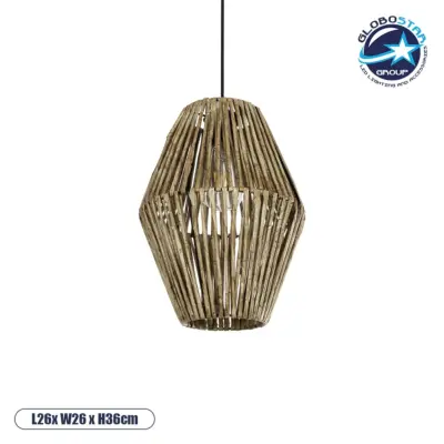 LEDTM® CASTILLO 205-0046 Boho Κρεμαστό Φωτιστικό Οροφής με Ντουί 1 x E27 AC 220-240V IP20 - Μπεζ - M26 x Π26 x Υ36cm