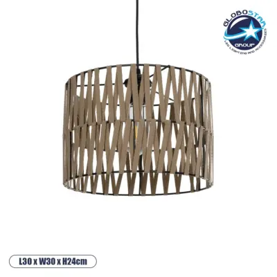 LEDTM® MARS 205-0054 Boho Κρεμαστό Φωτιστικό Οροφής με Ντουί 1 x E27 AC 220-240V IP20 - Μπεζ - M30 x Π30 x Υ24cm