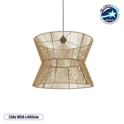 LEDTM® UPCONE 205-0056 Boho Κρεμαστό Φωτιστικό Οροφής με Ντουί 1 x E27 AC 220-240V IP20 - Μπεζ - M50 x Π50 x Υ43cm